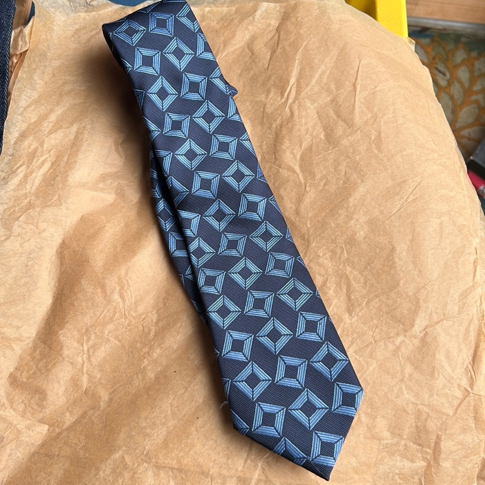 Pino Baldini gold silk tie & handkerchief  (Las)